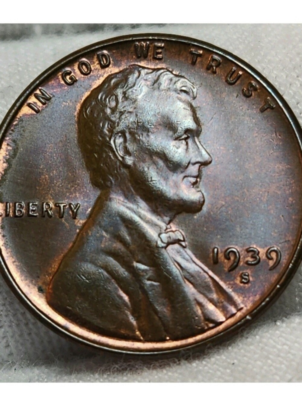 1939 S Lincoln Wheat Cent Penny 1c San Francisco One Cent US Copper AU.